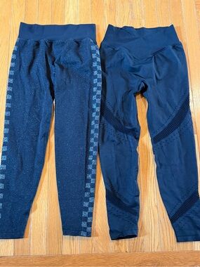 2 Pairs Victoria’s Secret Pink Leggings Black Activewear Sport Yoga Gym Sz Mediu